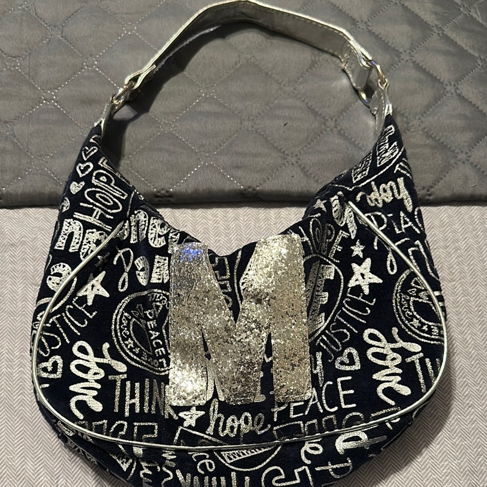 Justice Black and Silver Crescent Bag